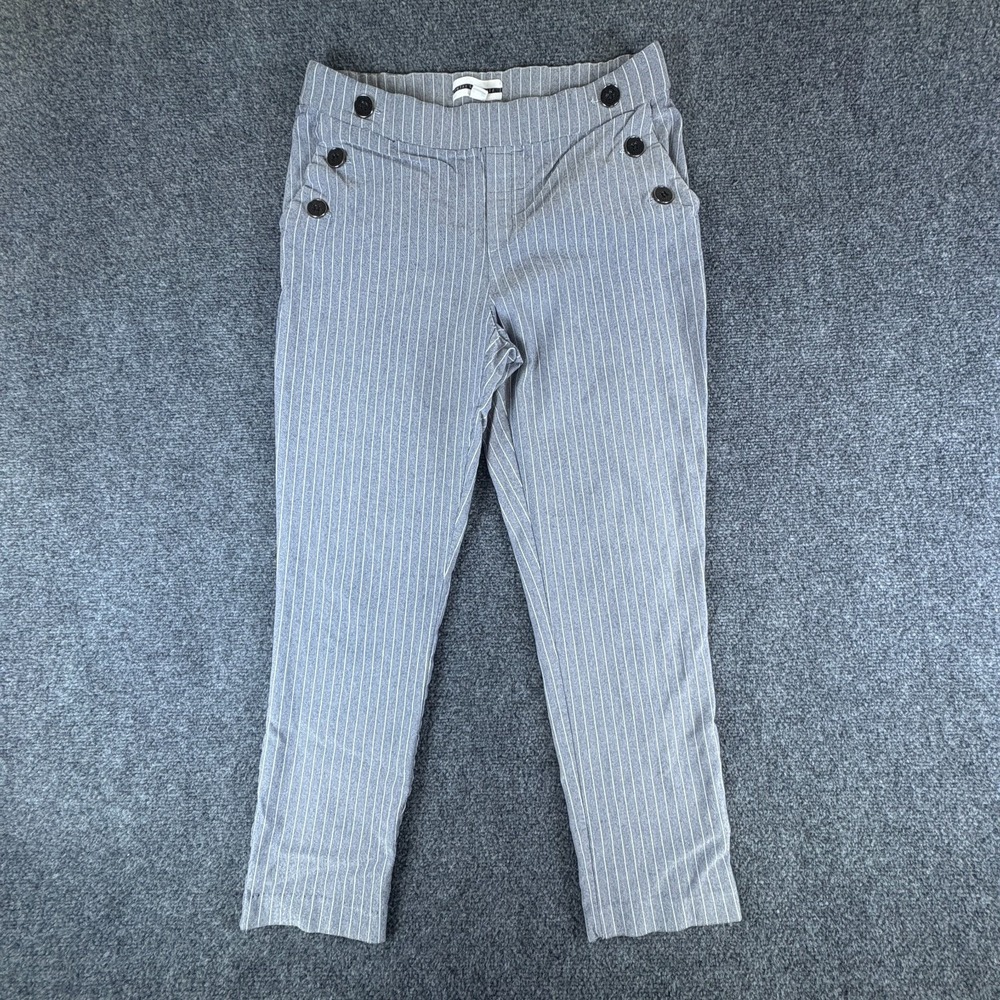 Jules & Leopold Ankle Pants Womens 30x26 Gray White Pinstripe Rayon Stretch